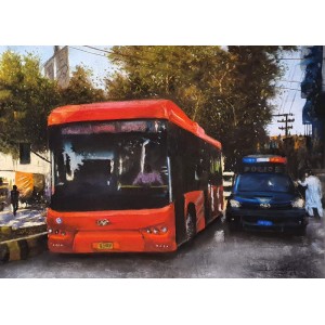 Kamran Ahmed, 17 x 22 Inch, Pastel On Paper, Cityscape Painting, AC-KMA-010